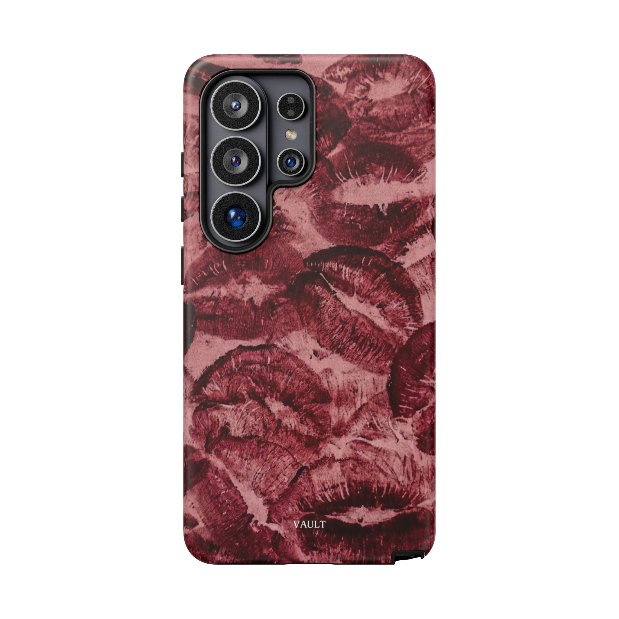 Kiss Print Phone Case – Burgundy Lip Pattern Protective Phone Cover