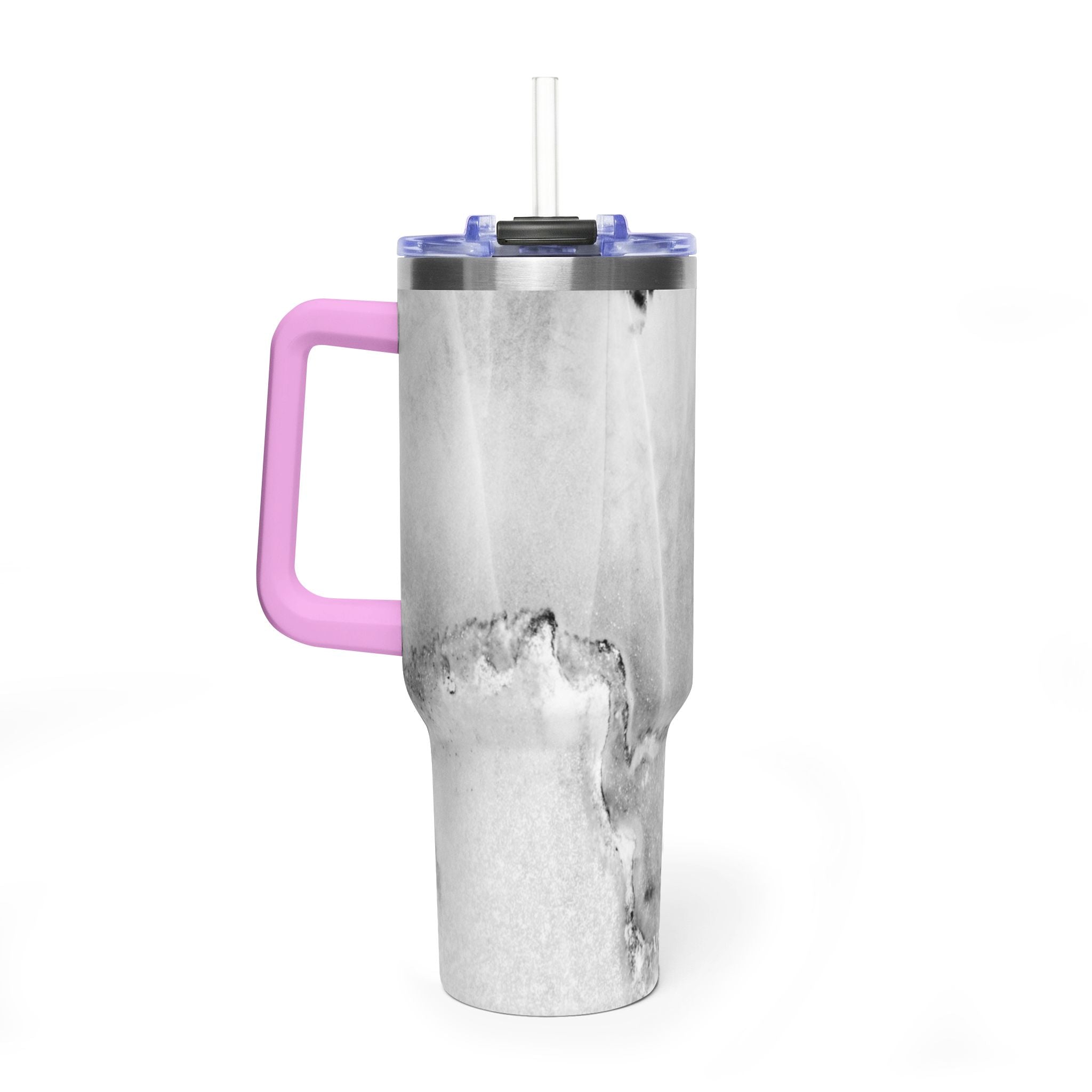 40oz Marble Vacuum Tumbler — Insulated Travel Mug with Handle
