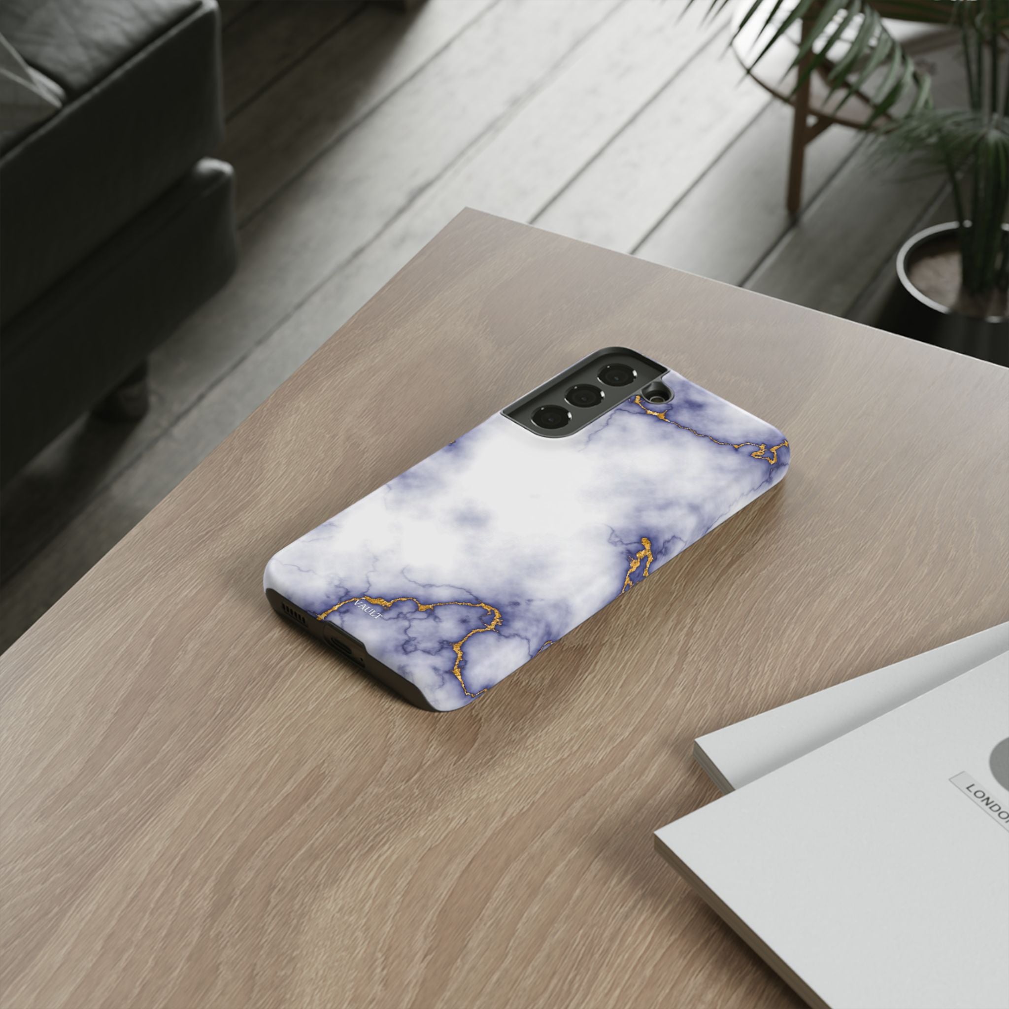 Purple Marble Tough Phone Case with Gold Veins
