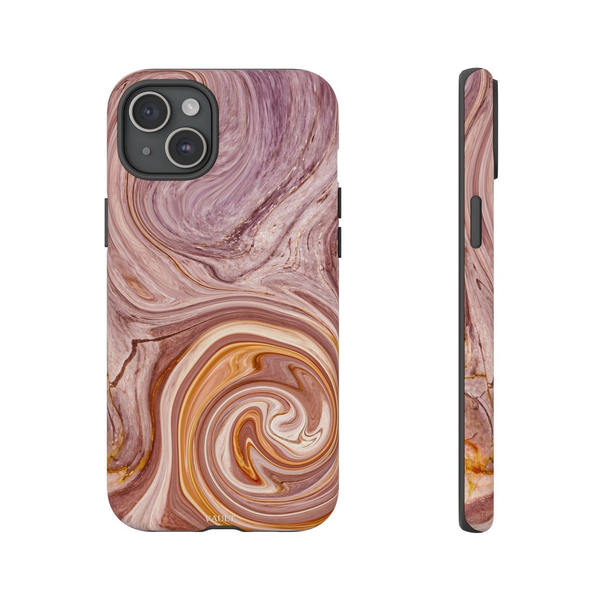 Marble Swirl Phone Case — Pink & Gold Abstract Tough Case