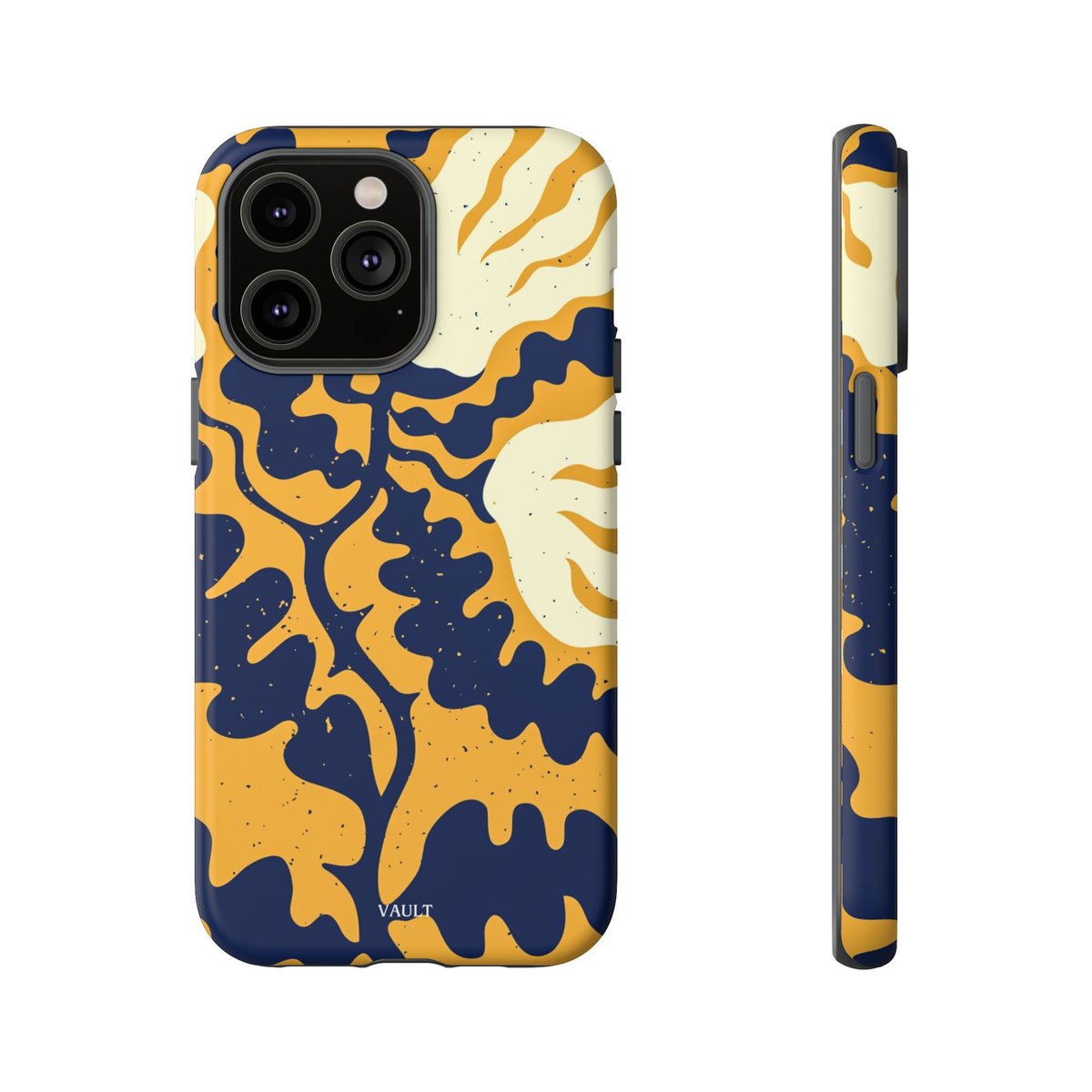 Bold Abstract Floral Phone Case (Navy & Mustard)