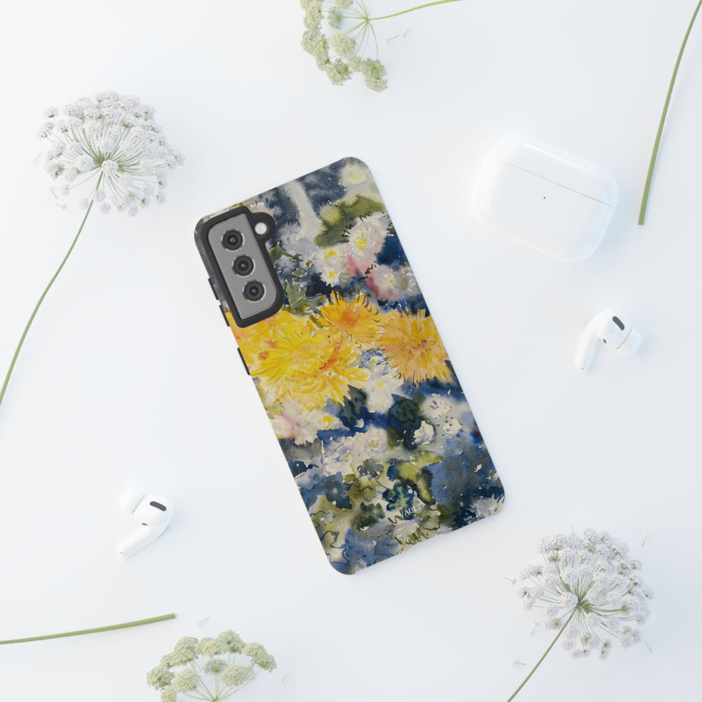 Floral Watercolor Phone Case – Yellow Chrysanthemums Design