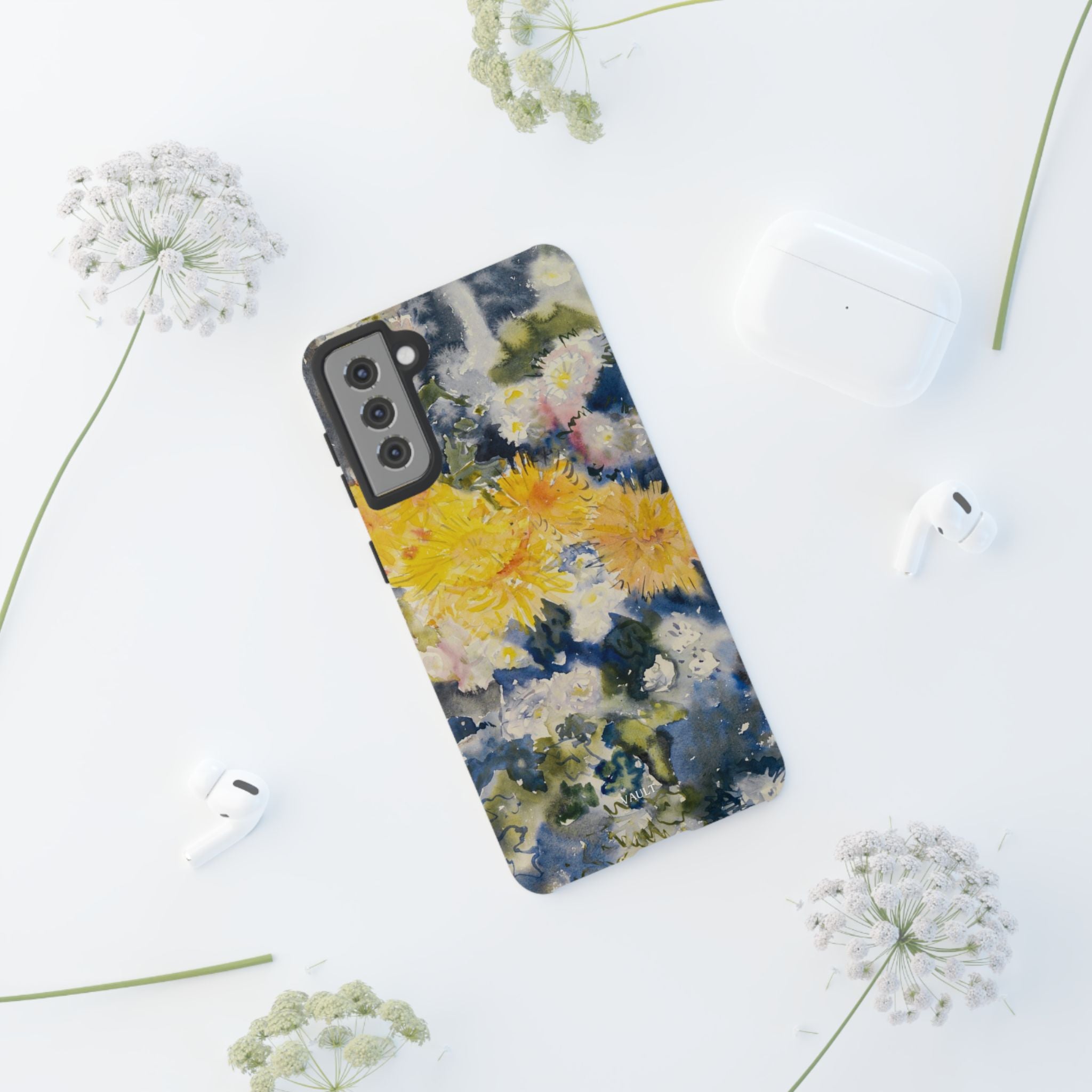 Floral Watercolor Phone Case – Yellow Chrysanthemums Design
