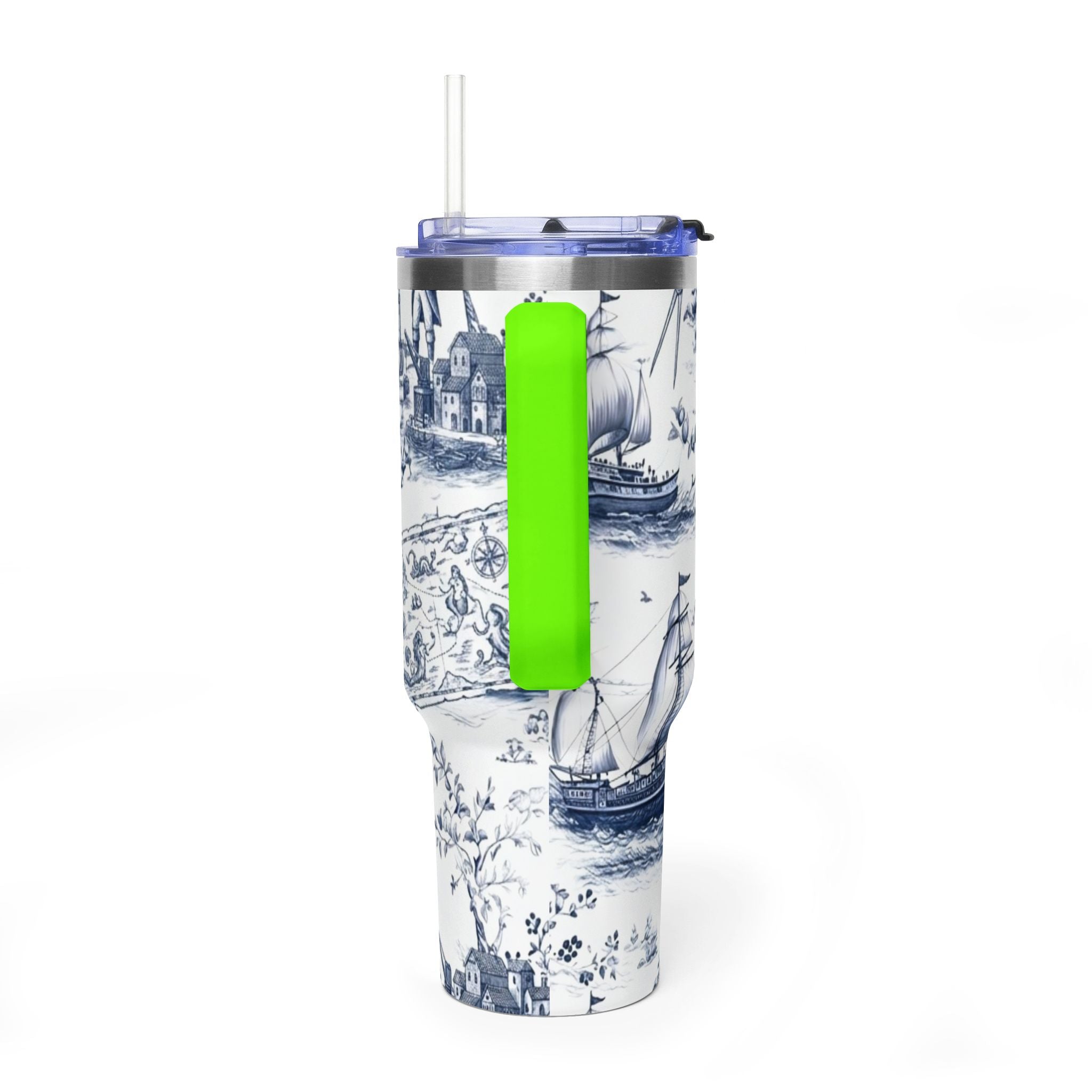 Nautical Blue Toile 40oz Thermal Tumbler