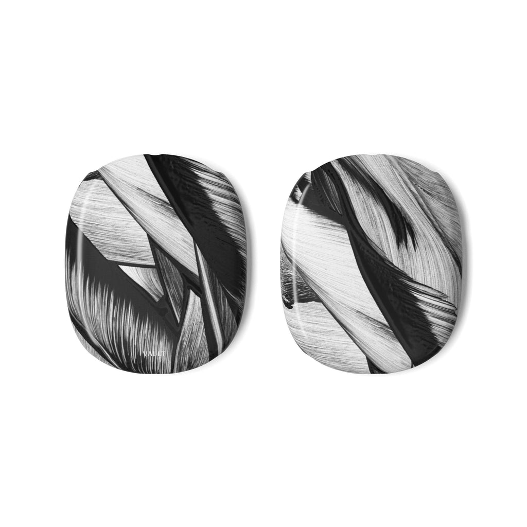 Monochrome Tropical Leaf AirPod Max Case - Black & White Botanical Ear Cup Covers