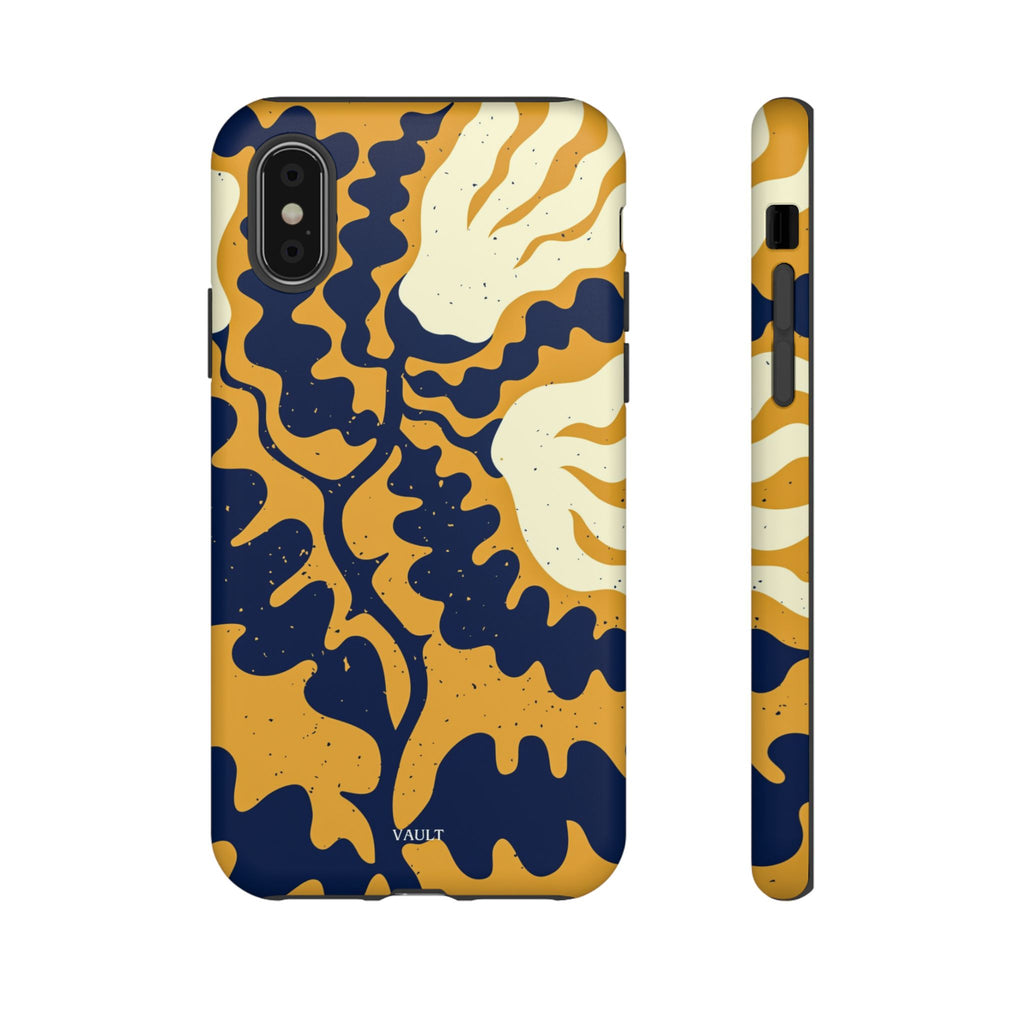 Bold Abstract Floral Phone Case (Navy & Mustard)