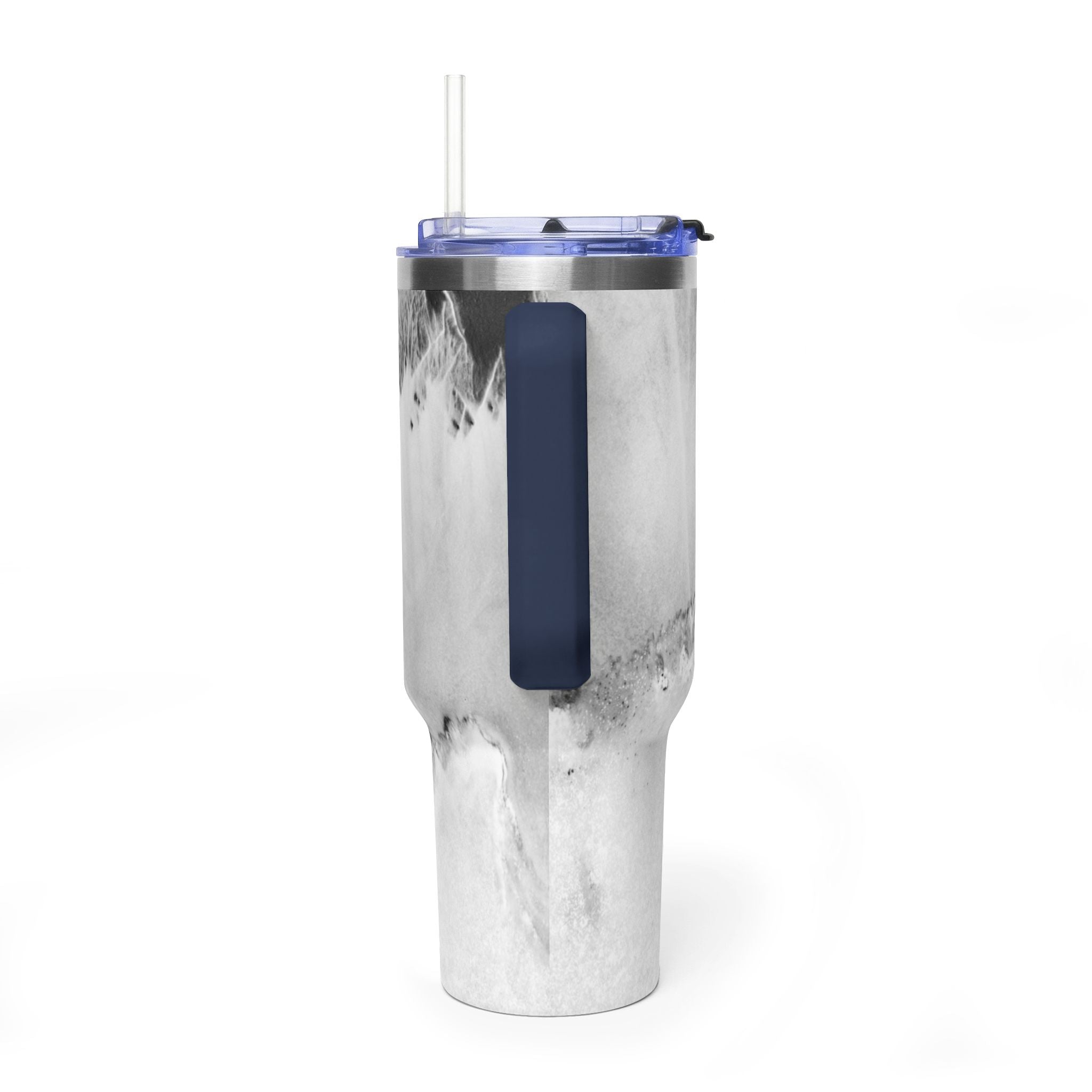 40oz Marble Vacuum Tumbler — Insulated Travel Mug with Handle
