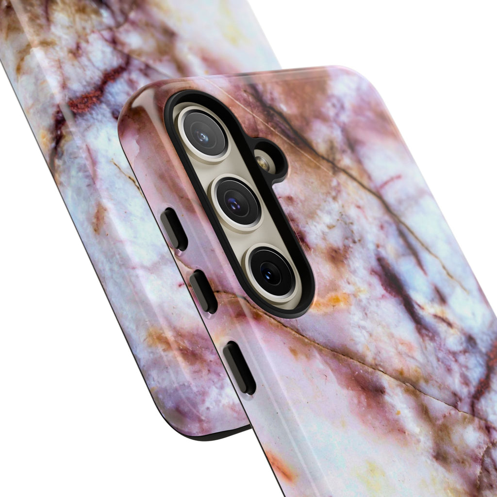 Marble Vein Tough Phone Case — Pink Quartz Protective Cover