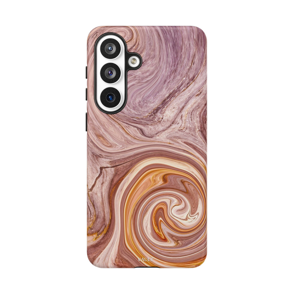 Marble Swirl Phone Case — Pink & Gold Abstract Tough Case