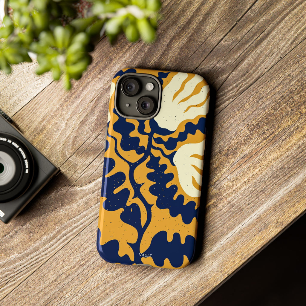 Bold Abstract Floral Phone Case (Navy & Mustard)