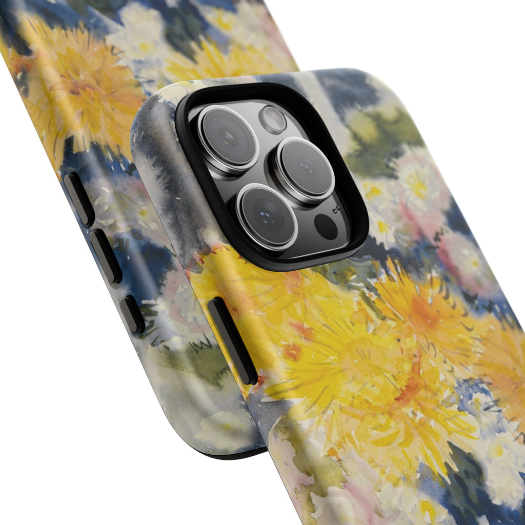 Floral Watercolor Phone Case – Yellow Chrysanthemums Design