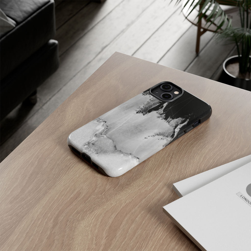 Marble Ink Tough Case — Black & White Abstract Phone Cover