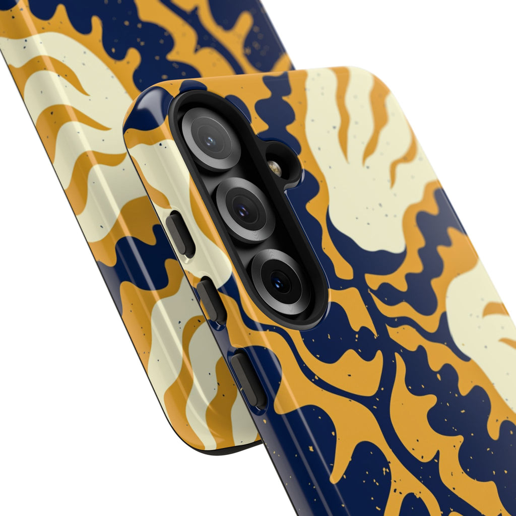 Bold Abstract Floral Phone Case (Navy & Mustard)