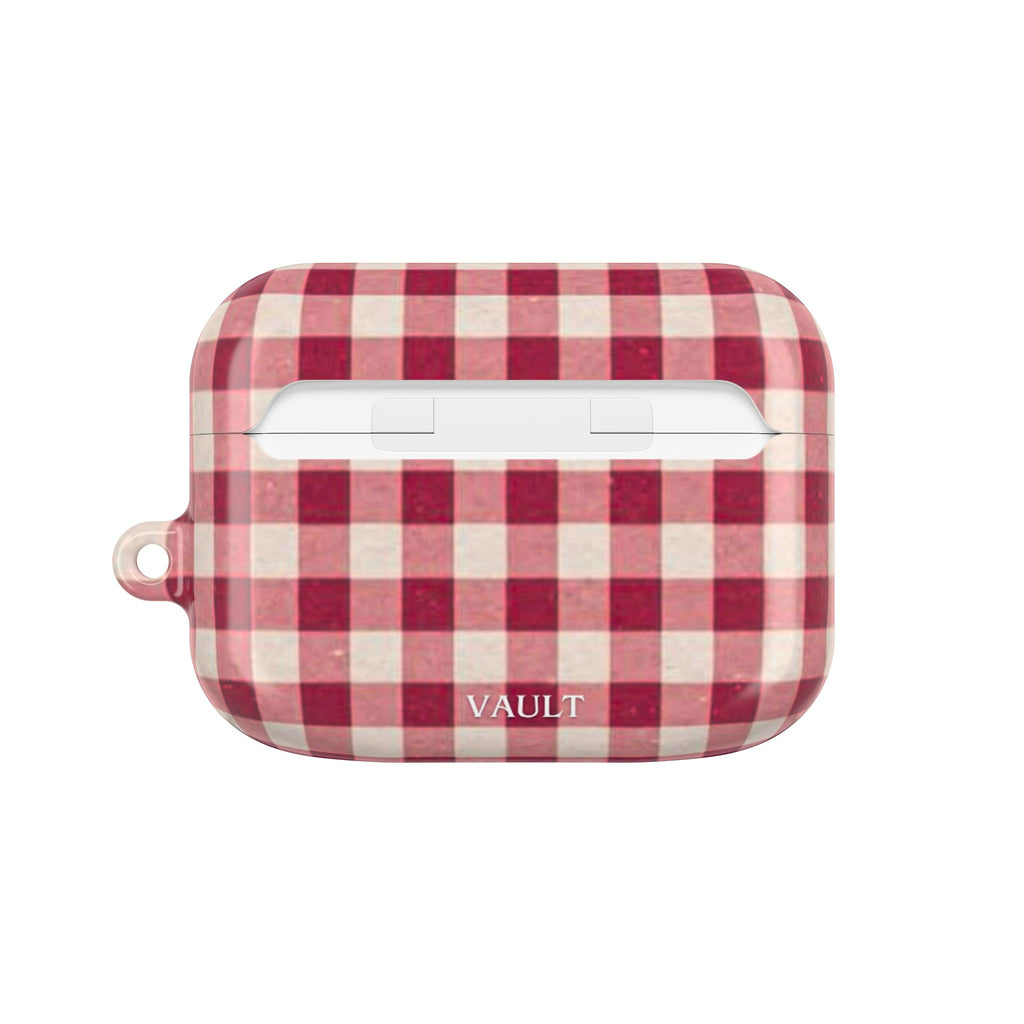 Plaid AirPod Case — Red Buffalo Check Protective Cover