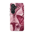Butterfly Tough Phone Case — Vintage Pink Floral Protective Cover