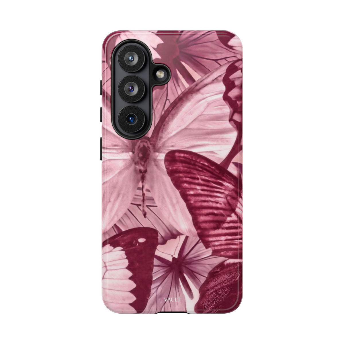 Butterfly Tough Phone Case — Vintage Pink Floral Protective Cover