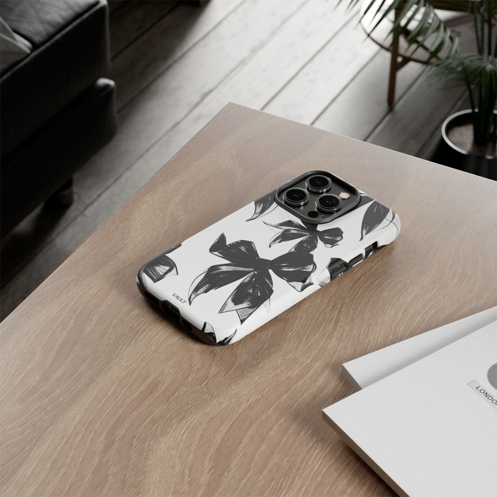 Floral Brushstroke Phone Case — Black & White Botanical Tough Case