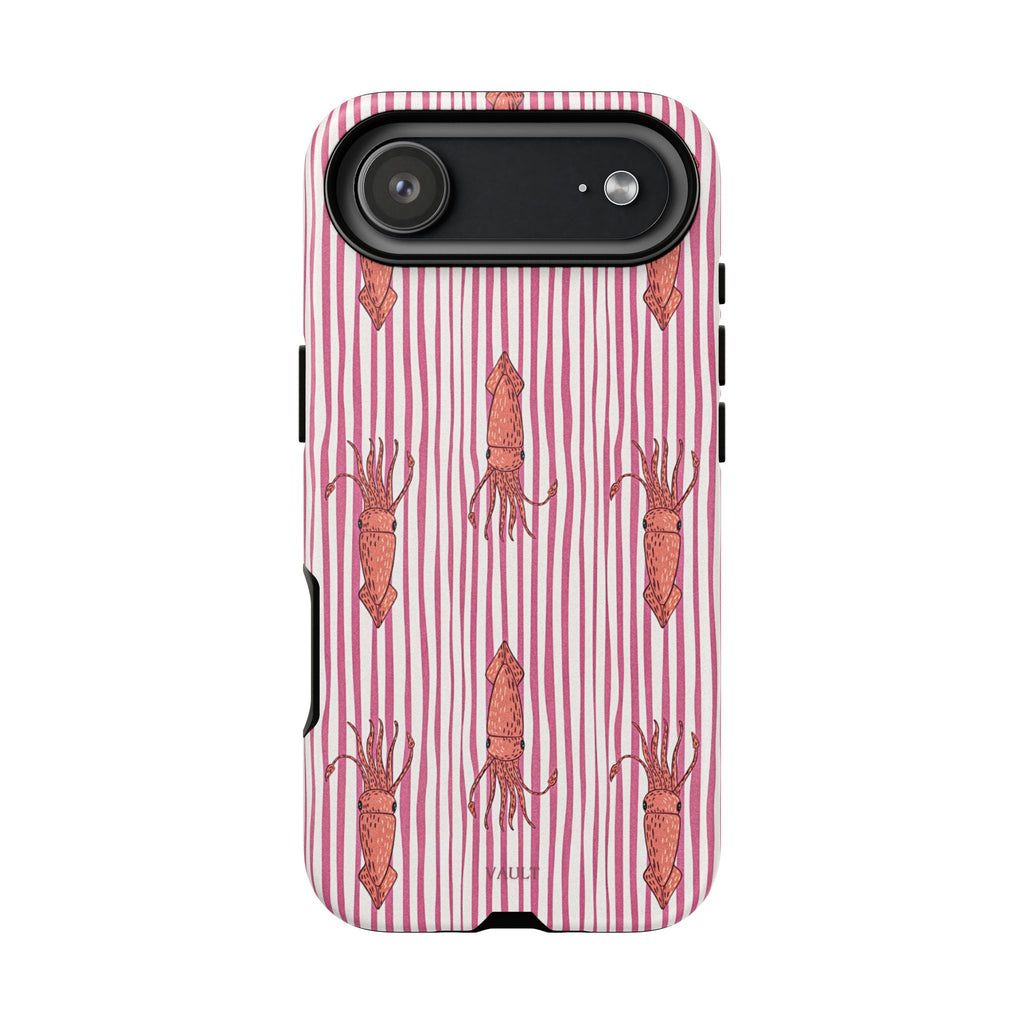 Squid Stripe Phone Case — Pink Nautical Sea Creature Pattern