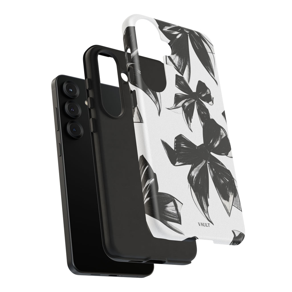Floral Brushstroke Phone Case — Black & White Botanical Tough Case