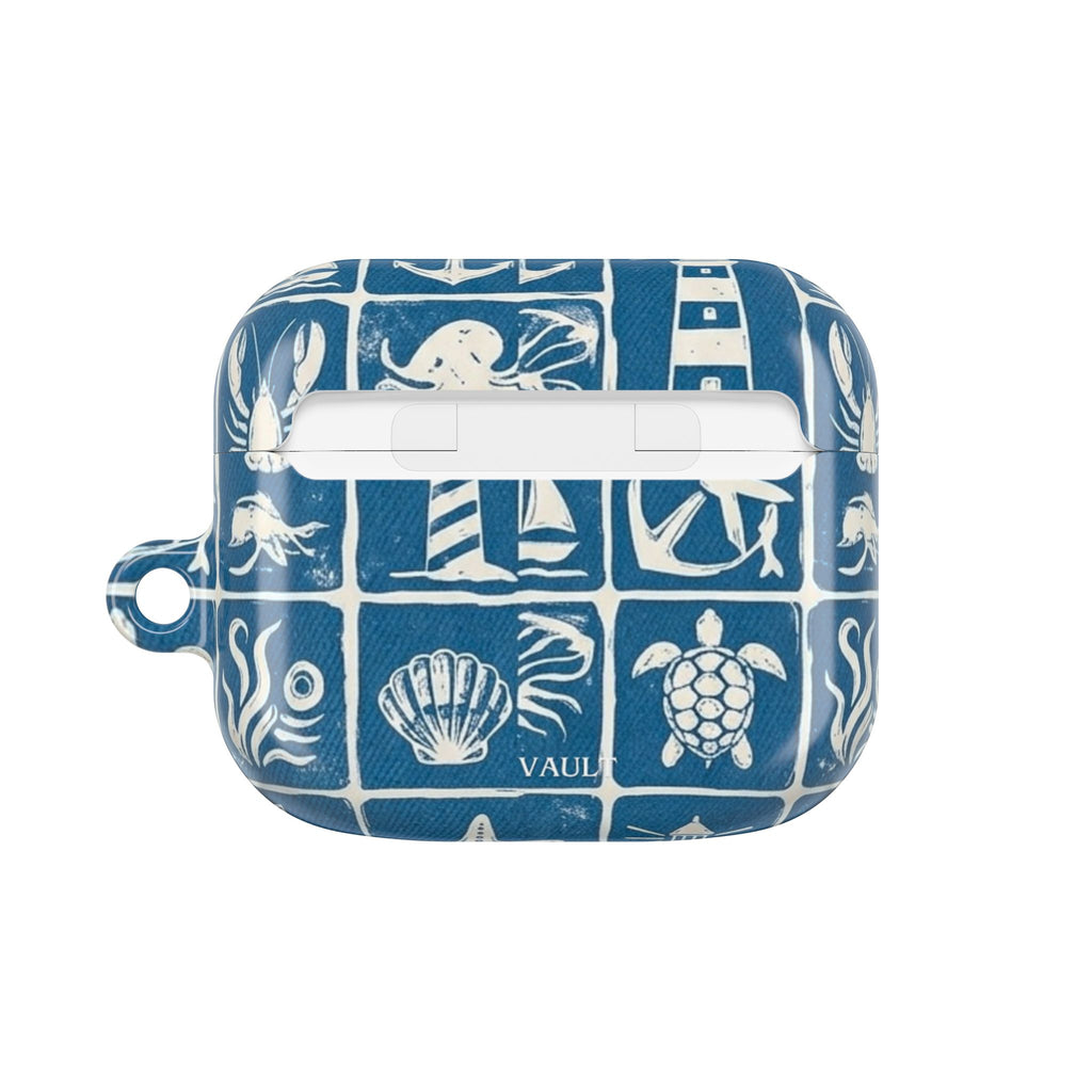 Nautical Tile AirPod Case — Coastal Lighthouse & Sea Creatures Silicone Cover