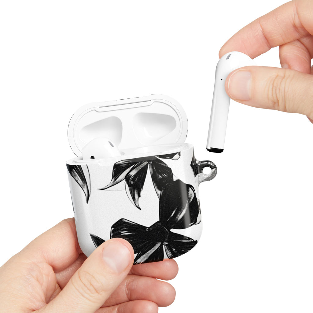 Floral Noir AirPod Case — Black & White Botanical Protective Cover