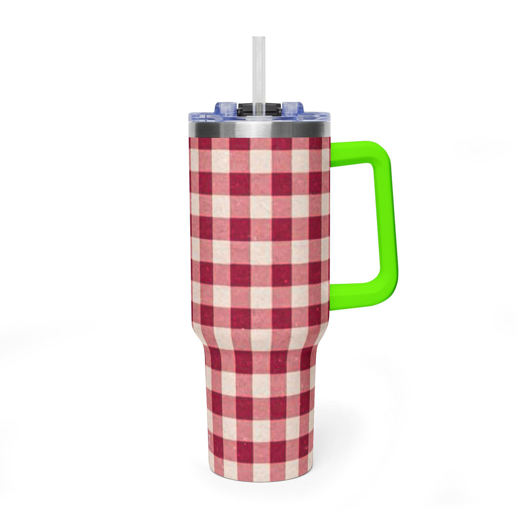 40oz Vacuum Tumbler — Red Buffalo Plaid Insulated Travel Mug