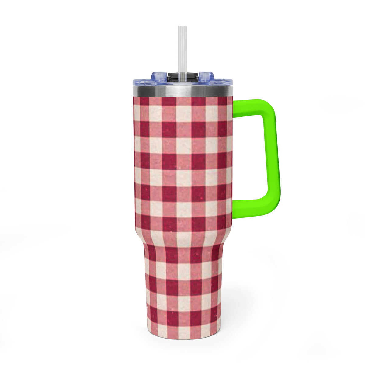 40oz Vacuum Tumbler — Red Buffalo Plaid Insulated Travel Mug