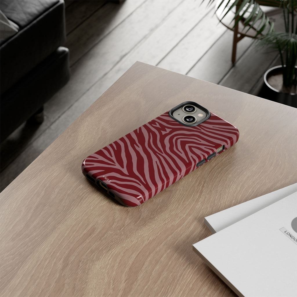 Red Zebra Print Tough Phone Case