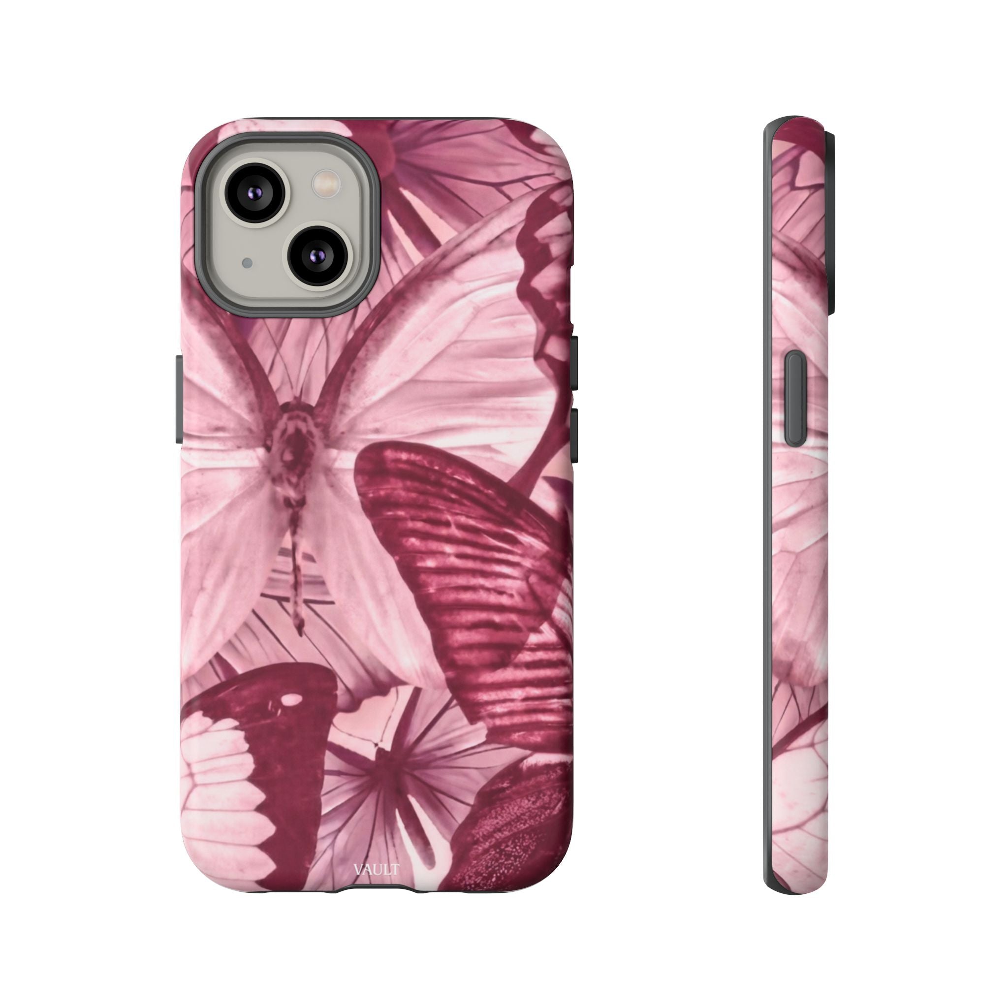 Butterfly Tough Phone Case — Vintage Pink Floral Protective Cover