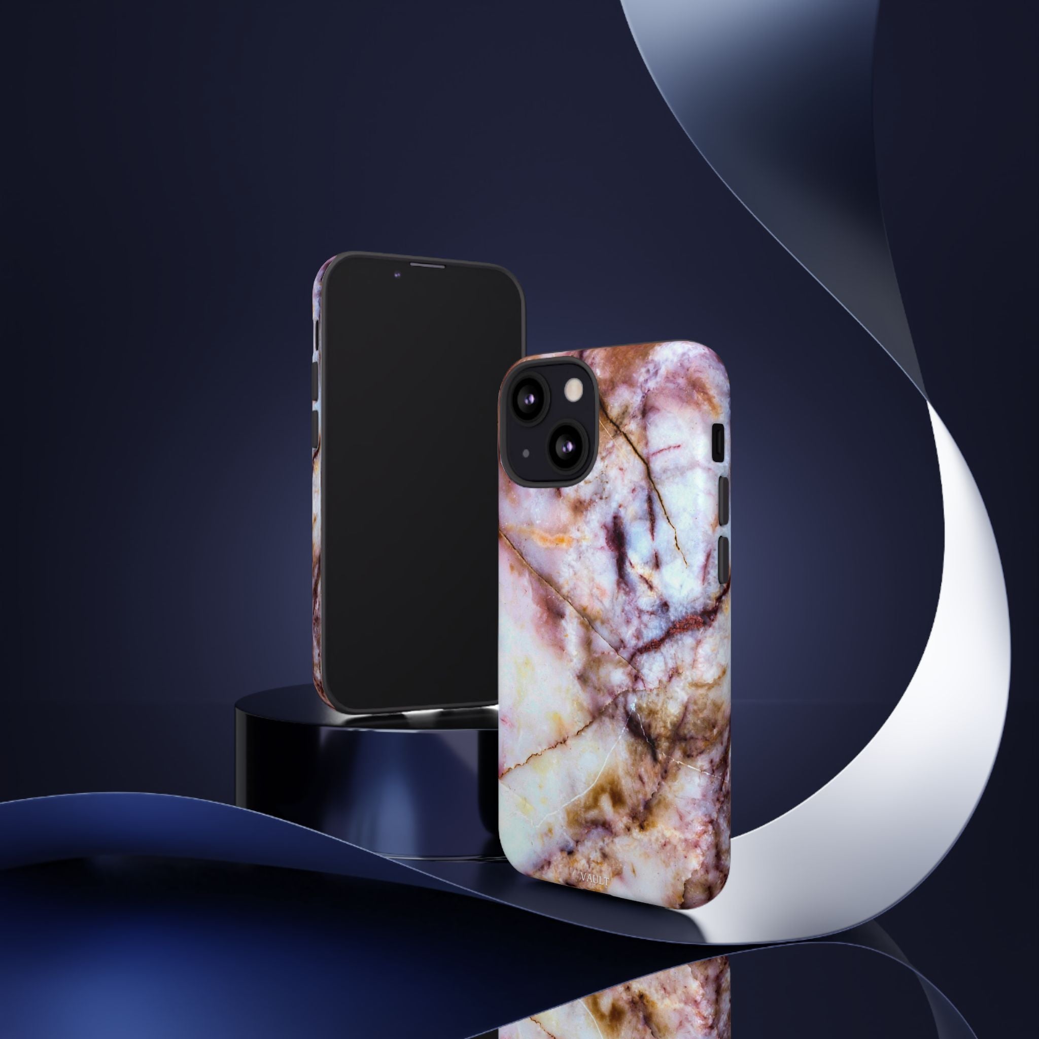 Marble Vein Tough Phone Case — Pink Quartz Protective Cover