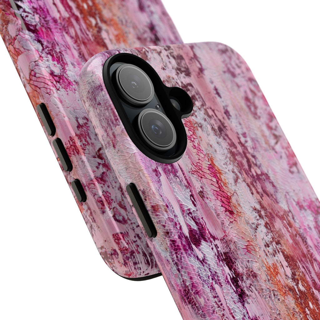 Pink Abstract Art Tough Phone Case — Protective Artistic Phone Cover