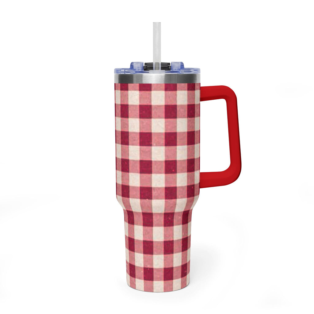 40oz Vacuum Tumbler — Red Buffalo Plaid Insulated Travel Mug