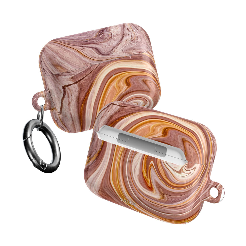 Marble Swirl AirPod Case — Pink & Gold Abstract Protective Cover