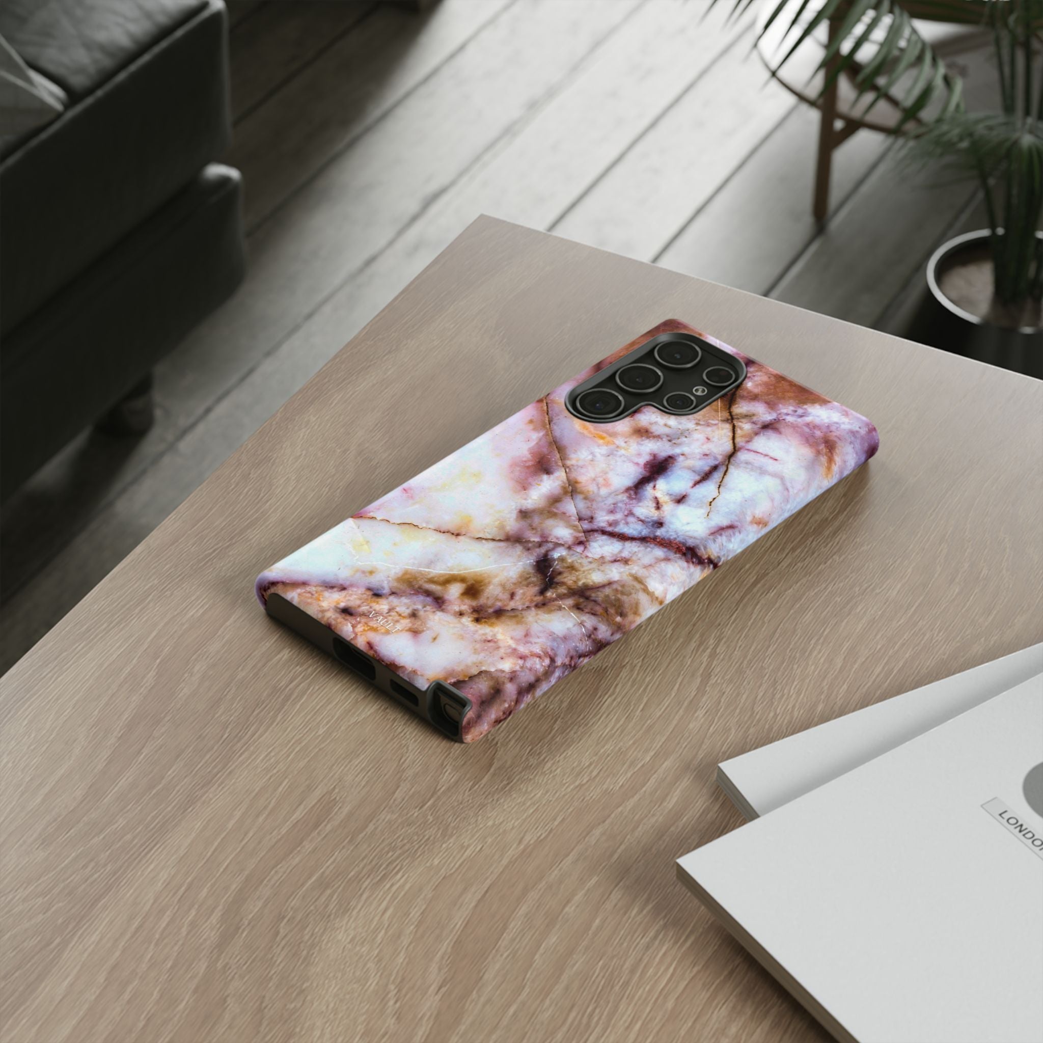 Marble Vein Tough Phone Case — Pink Quartz Protective Cover