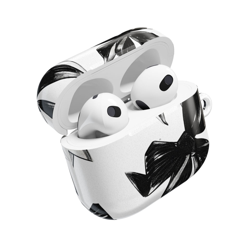 Floral Noir AirPod Case — Black & White Botanical Protective Cover