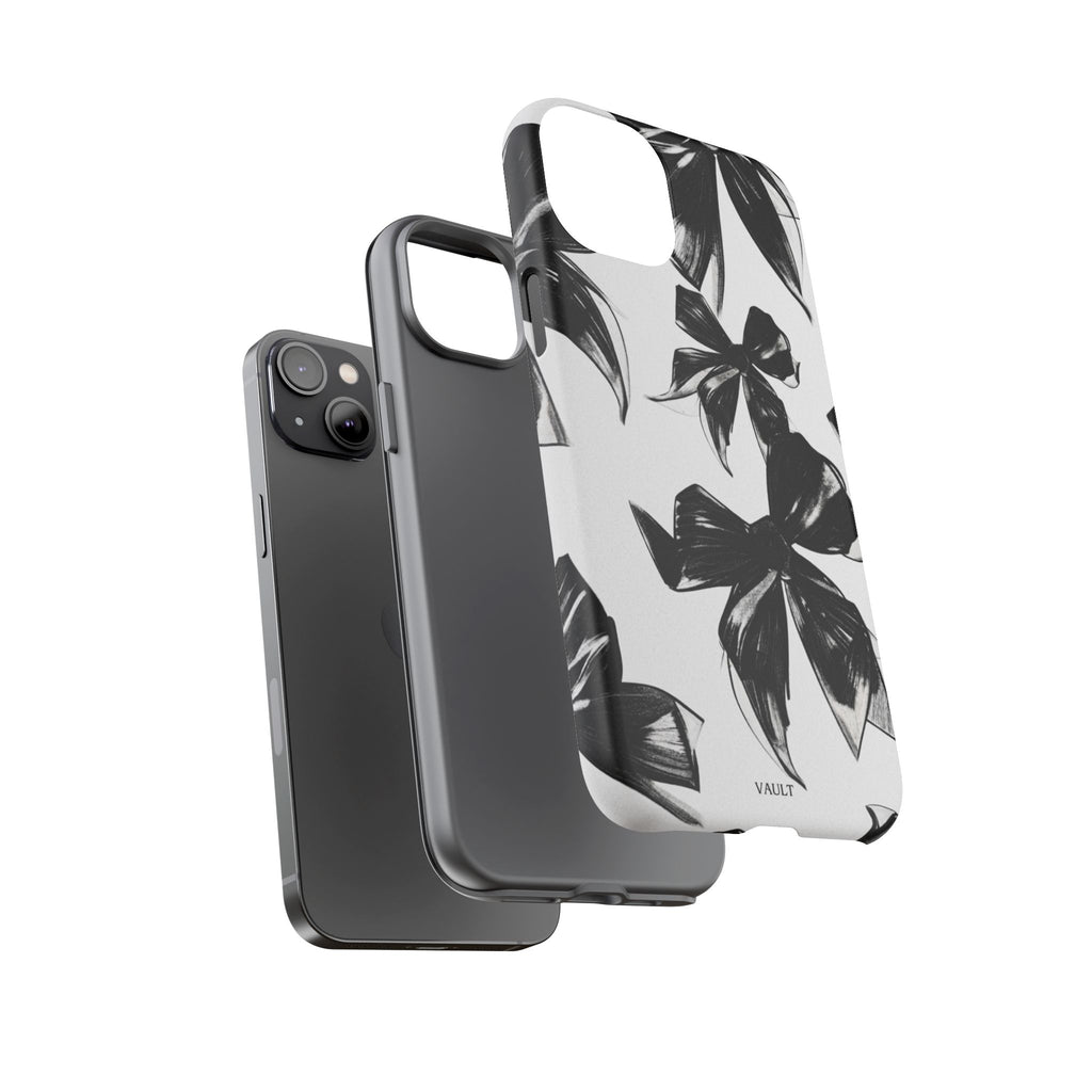 Floral Brushstroke Phone Case — Black & White Botanical Tough Case