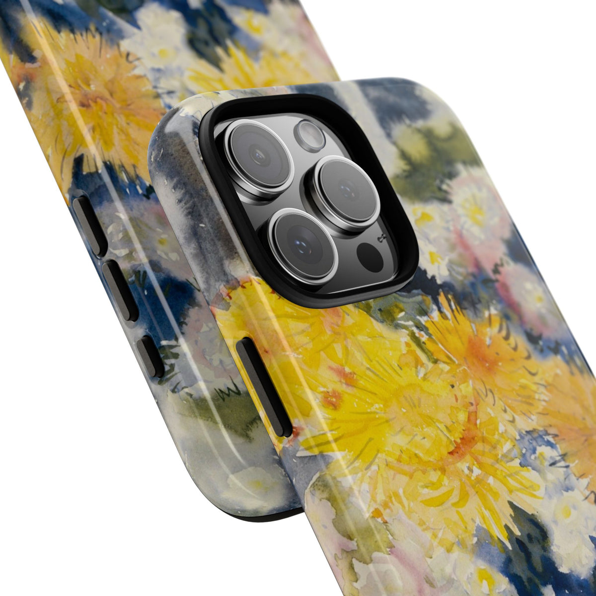 Floral Watercolor Phone Case – Yellow Chrysanthemums Design