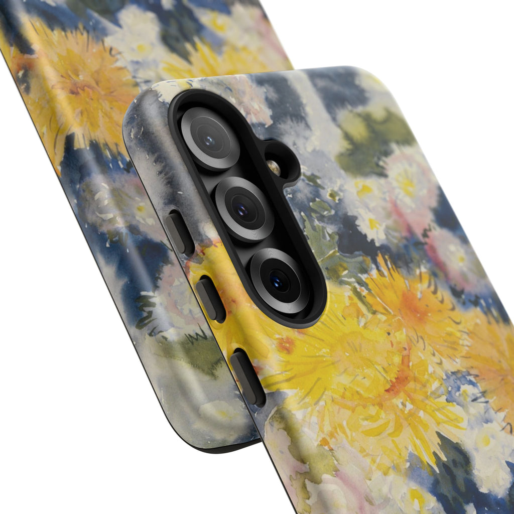 Floral Watercolor Phone Case – Yellow Chrysanthemums Design