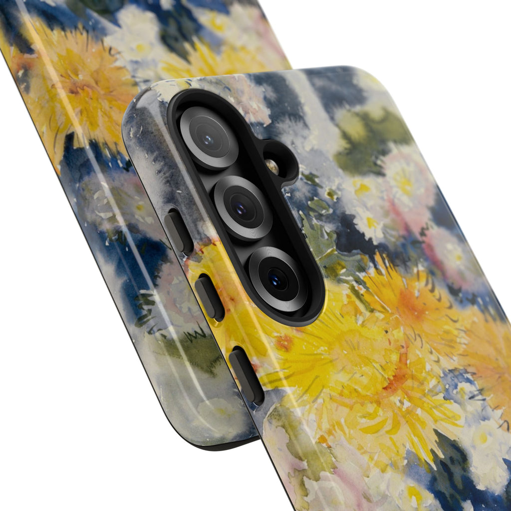 Floral Watercolor Phone Case – Yellow Chrysanthemums Design