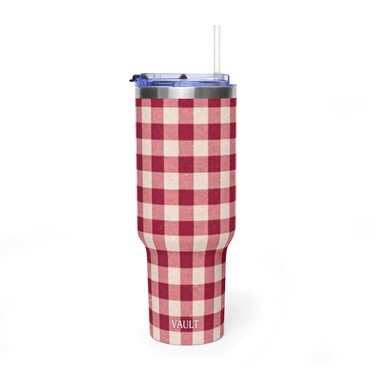 40oz Vacuum Tumbler — Red Buffalo Plaid Insulated Travel Mug