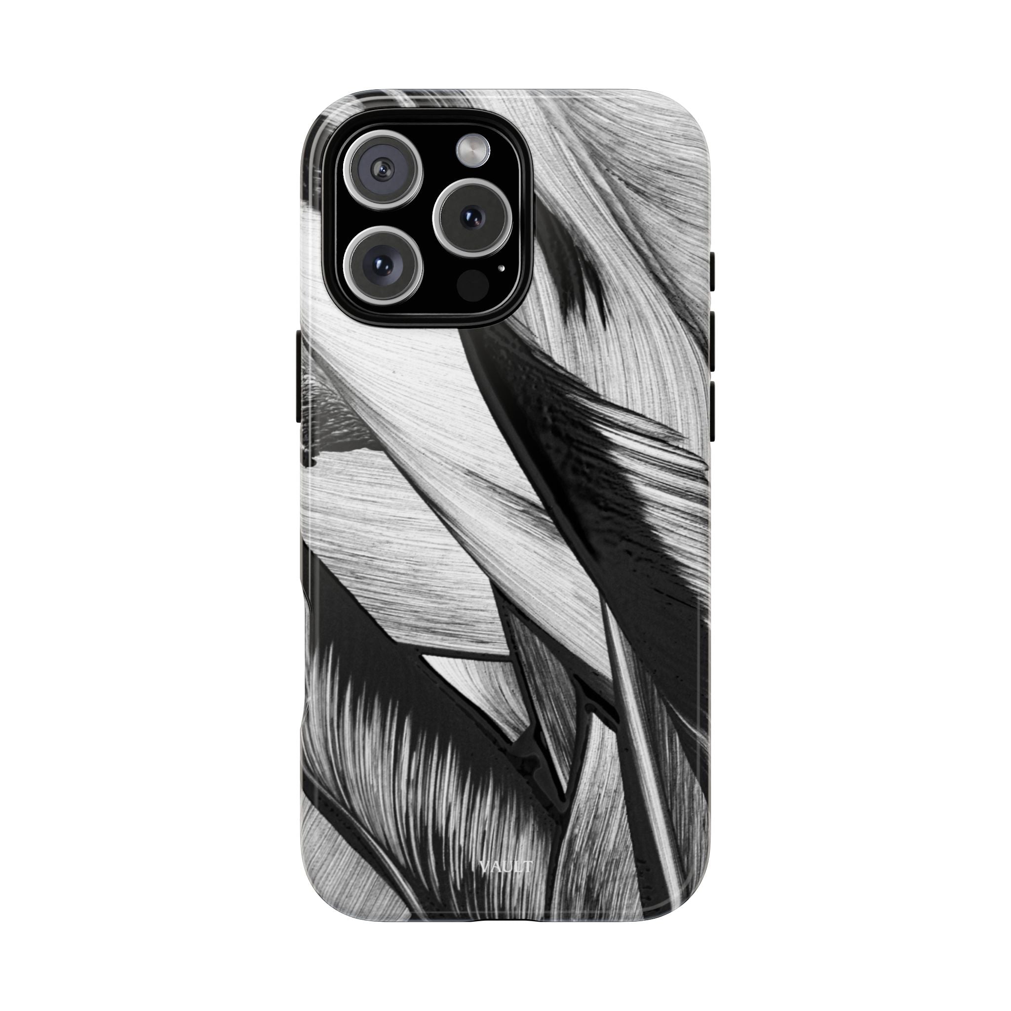 Monochrome Tropical Leaf Tough Phone Case — Black & White Botanical Protective Cover