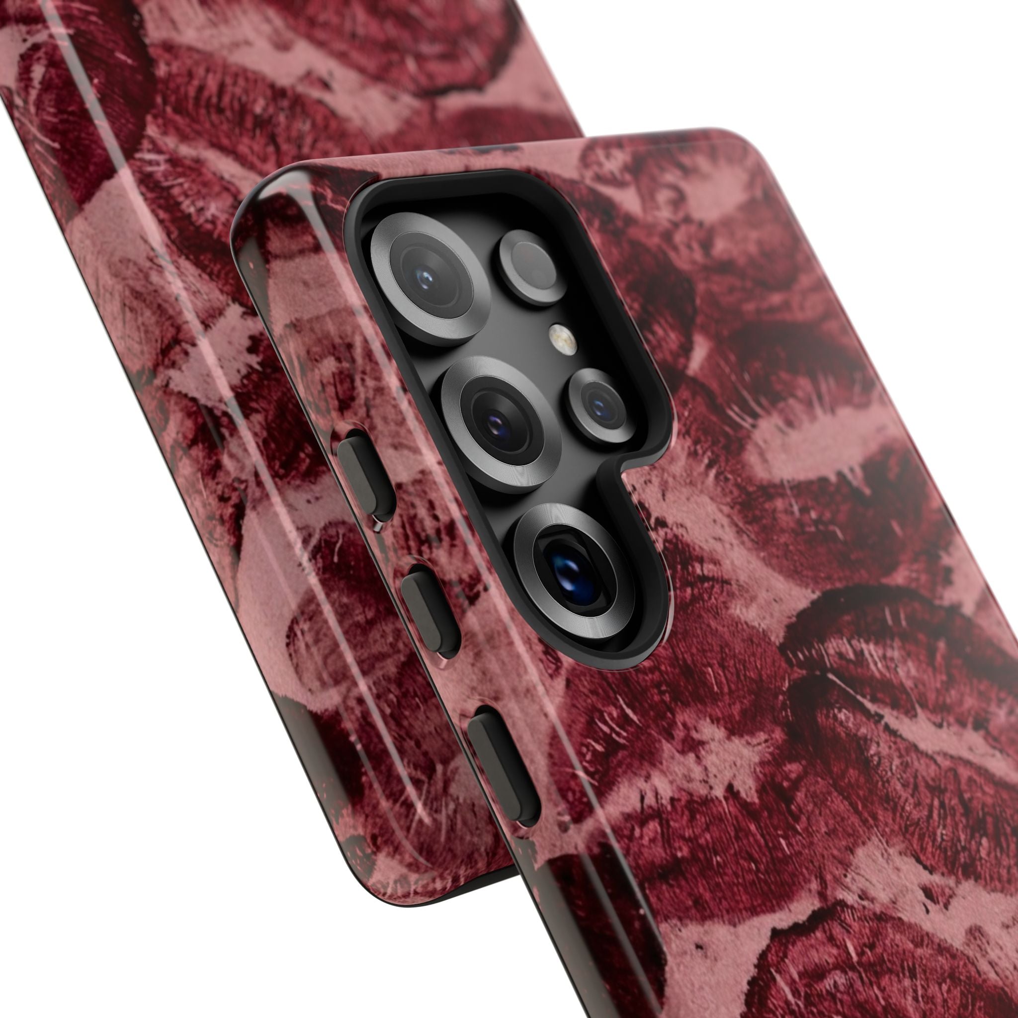 Kiss Print Phone Case – Burgundy Lip Pattern Protective Phone Cover