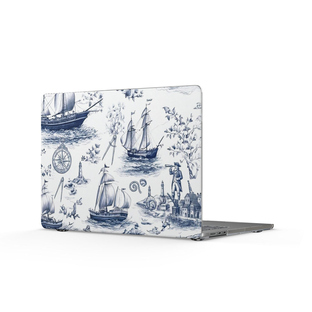 Nautical Toile MacBook Case — Blue Sailboat Laptop Cover