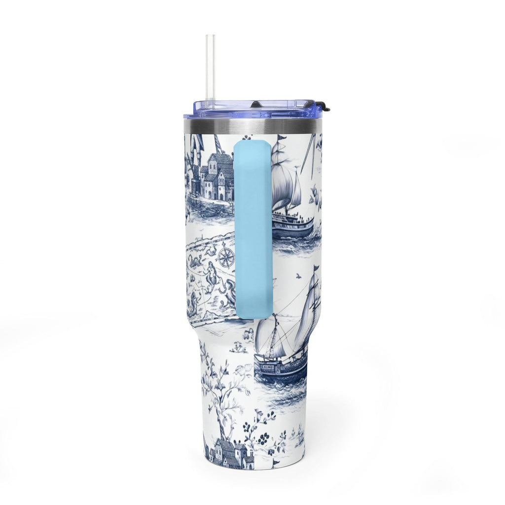 Nautical Blue Toile 40oz Thermal Tumbler