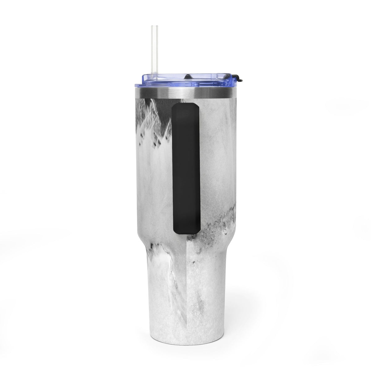 40oz Marble Vacuum Tumbler — Insulated Travel Mug with Handle