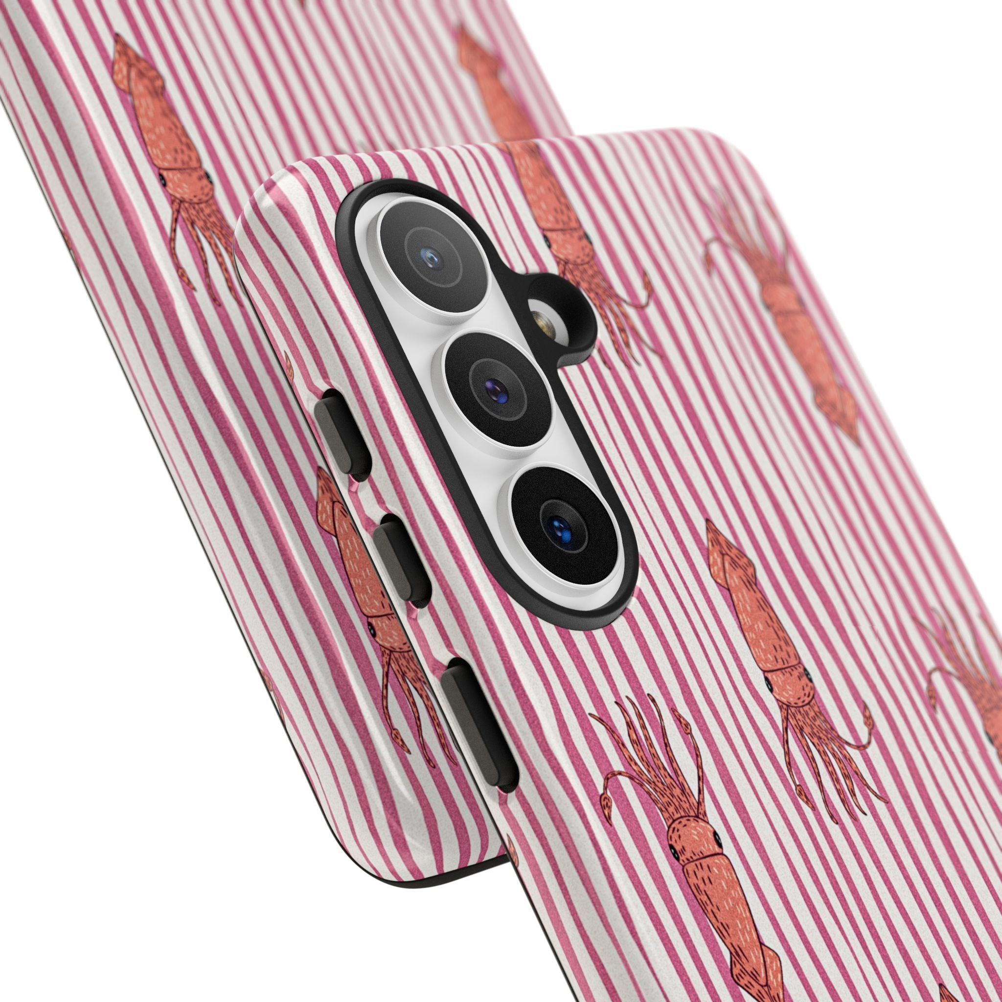 Squid Stripe Phone Case — Pink Nautical Sea Creature Pattern