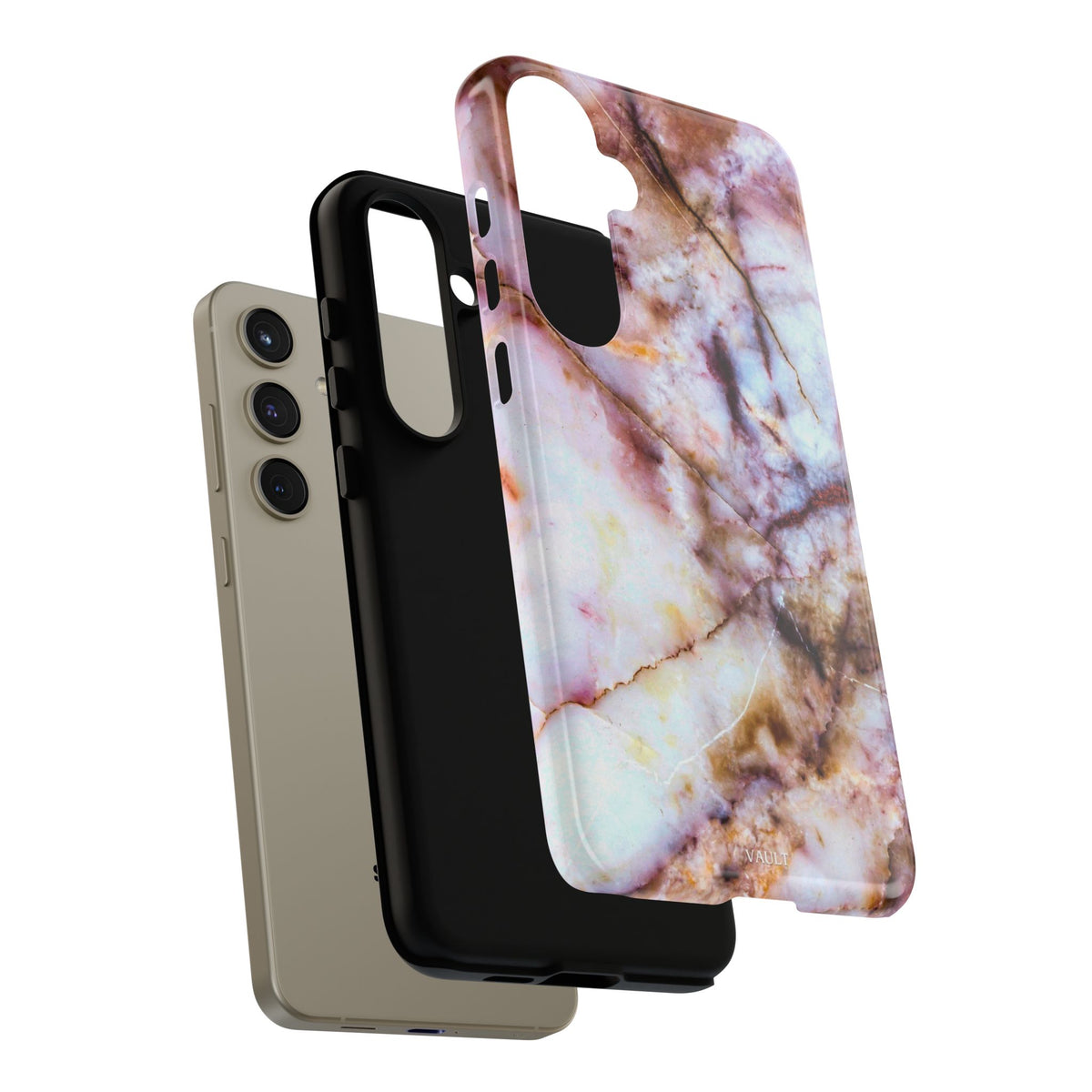Marble Vein Tough Phone Case — Pink Quartz Protective Cover