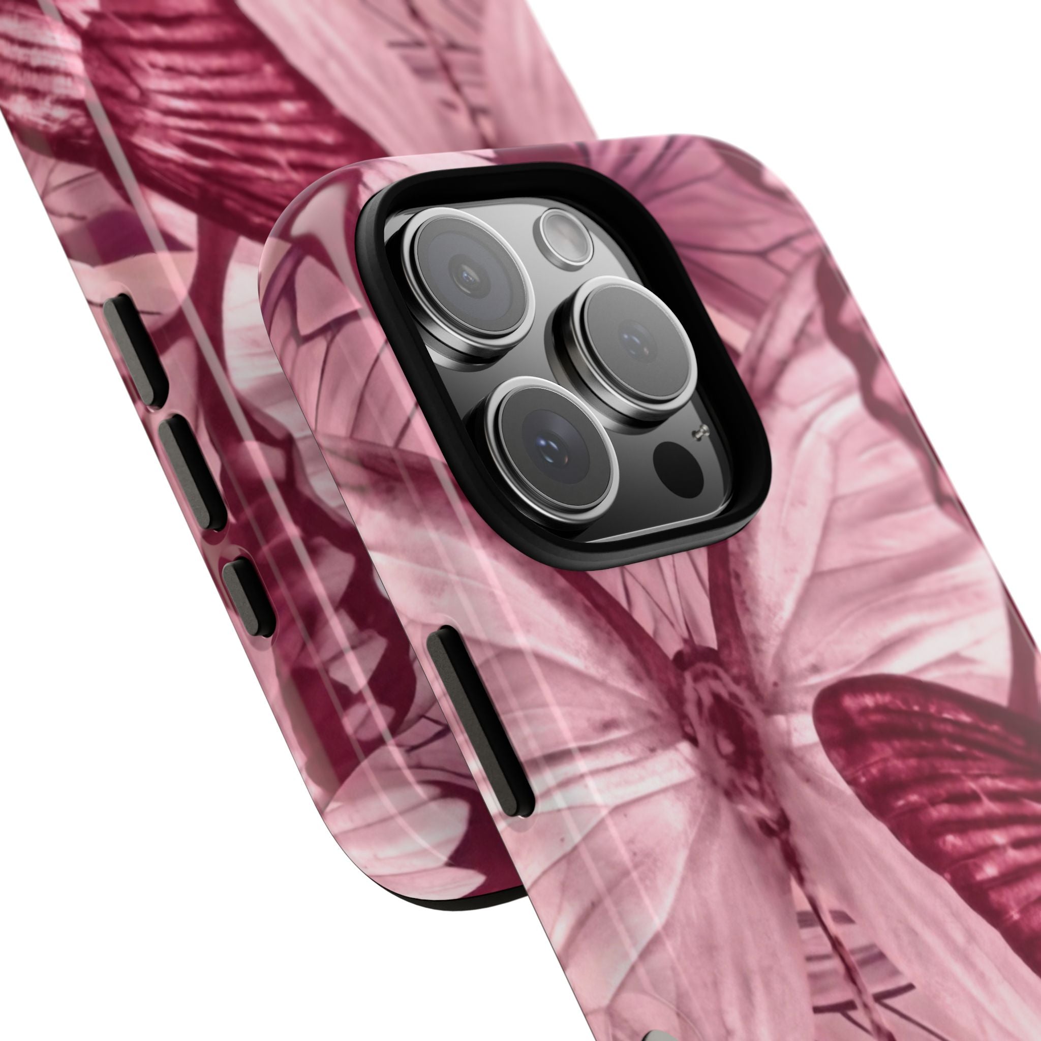 Butterfly Tough Phone Case — Vintage Pink Floral Protective Cover