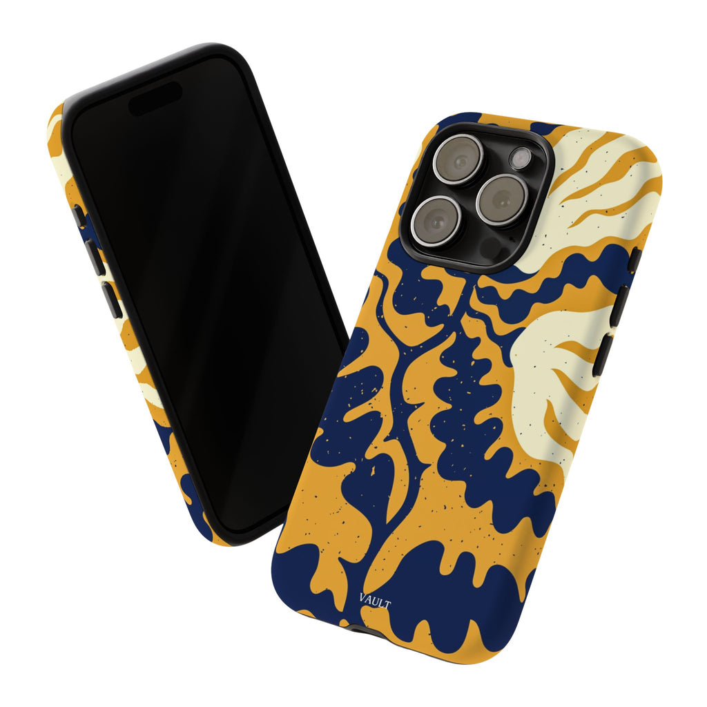 Bold Abstract Floral Phone Case (Navy & Mustard)