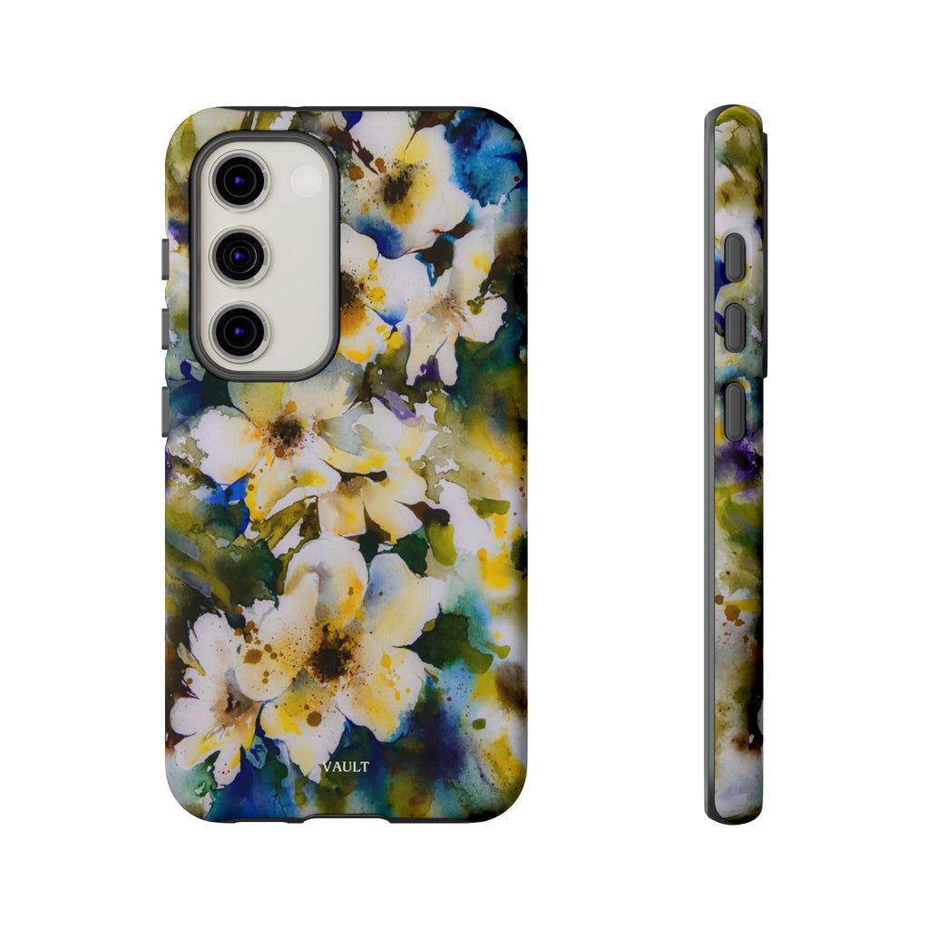 Floral Watercolor Tough Case – Yellow White Blossom Phone Cover